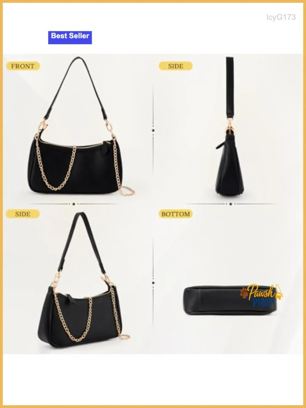 PU Leather Small Hobo Shoulder Bag Women Purse Handbag Gold Chain Strap